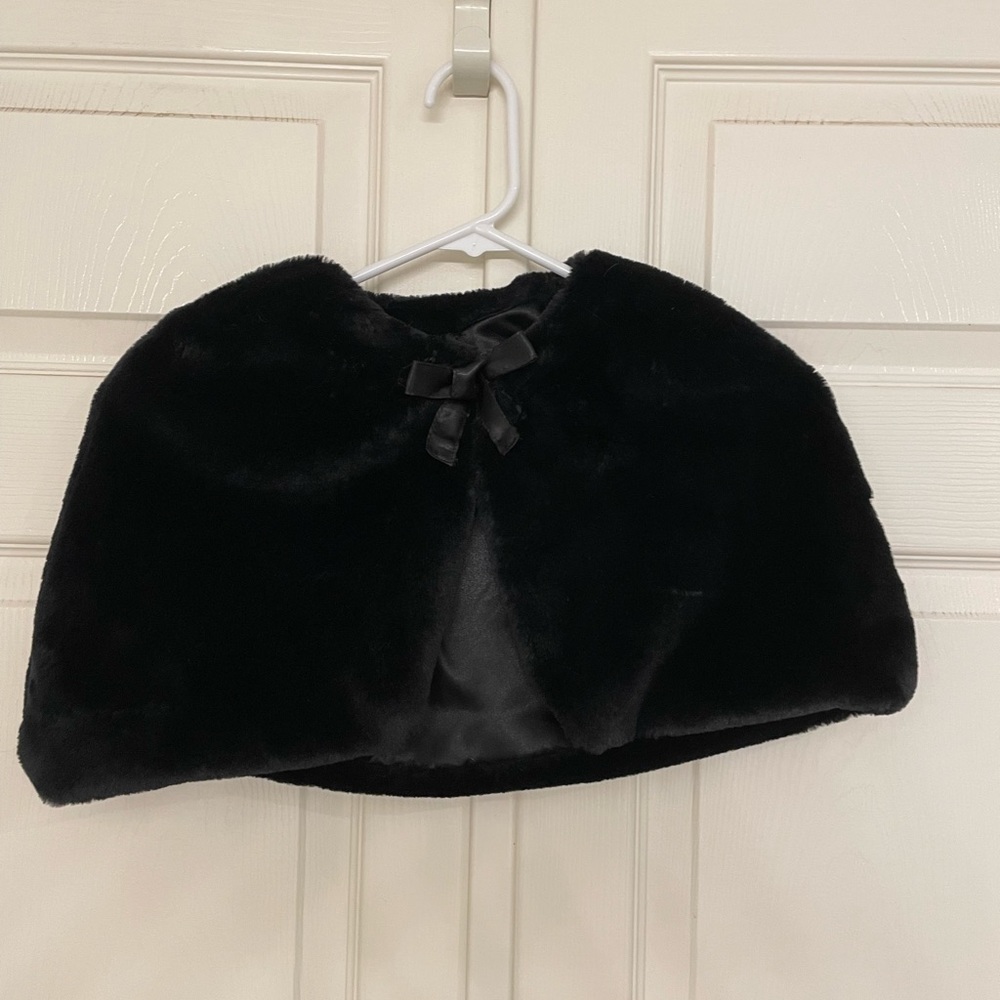 Girls black faux fur shrug